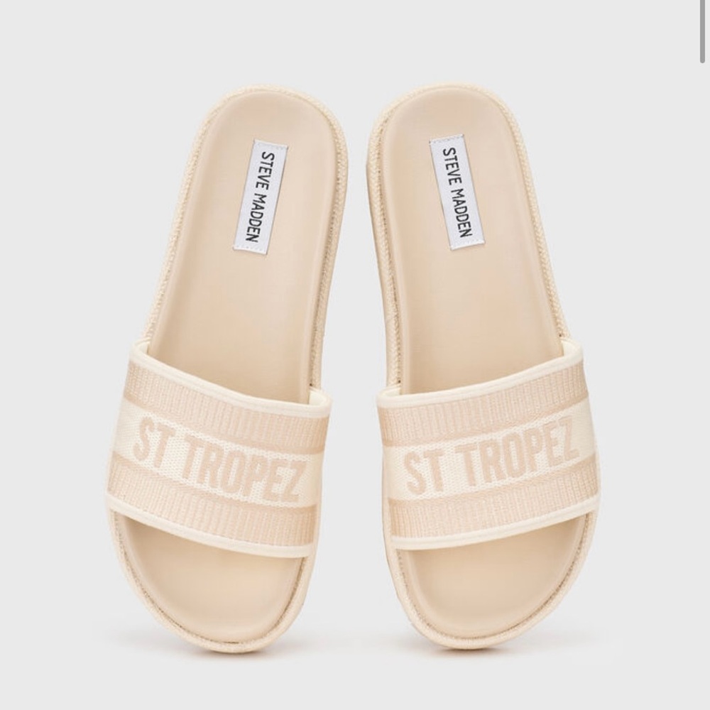 Steve Madden Beige Slide Sandals
